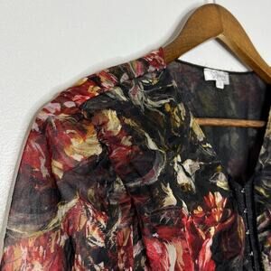 Suzanna Paris Floral Mesh Blouse Sheer Size 3 Romantic Style Whimzy Goth Fairy